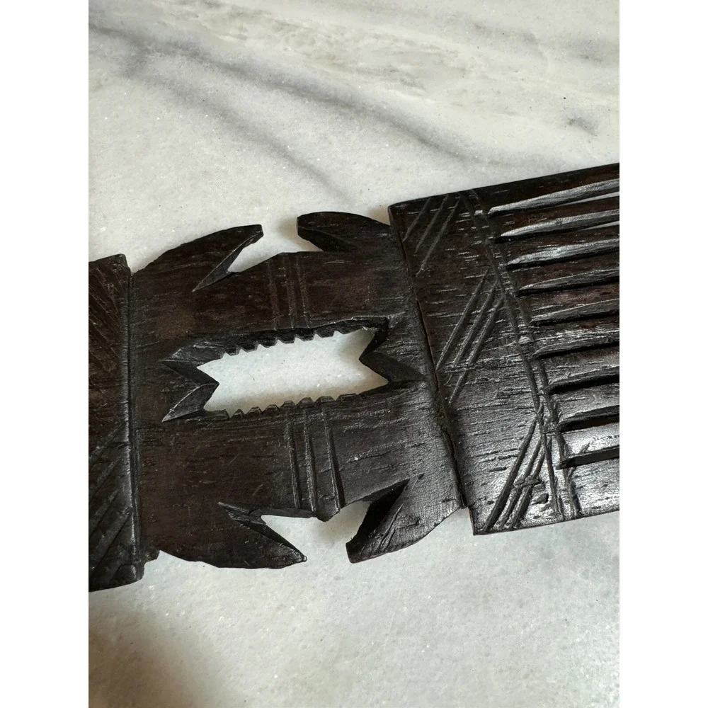Hand Carved Ebony Fish Form Comb NWT. Made In Malawi